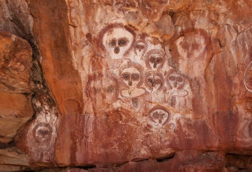 Bradshaw rock paintings found in the north-west Kimberley region of Western Australia. Photo: Graeme Churchard. Source: Wikimedia Commons.