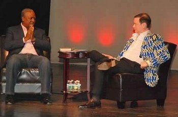 John Dramani Mahama and Andrew Solomon in conversation at the New York Public Library.