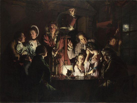 Experiment on a Bird in an Air Pump, by Joseph Wright of Derby. Source: Wikimedia Commons.
