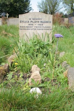 Grave of Sylvia Plath. Photo: Mark Anderson. Source: Wikimedia Commons.
