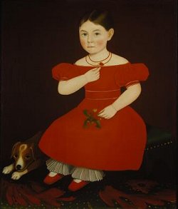 Ammi Phillips, Portrait of a Young Girl in a Red Dress, ca. 1835. Exhibited at the Terra Foundation for American Art.