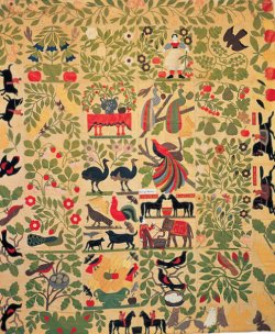 Bird of Paradise quilt top,  1858–1863. Exhibited in the American Folk Art Museum. Source: Wikimedia Commons.