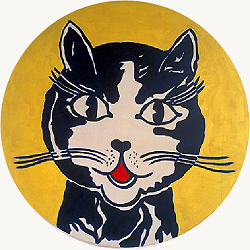 Oil painting of a cat, Roy Lichteinstein, from the estate of Andy Warhol.
