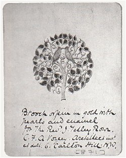 C.F.A. Voysey's bird design for a brooch.
