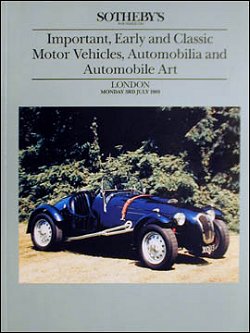 Catalogue of Sotheby's July 1989 Automobile Auction.