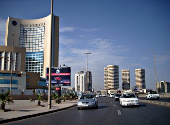 Office and hotel towers along Shari' al Corniche, Tripoli, Libya. Photo: Jaw101ie. Source: Wikimedia Commons.
