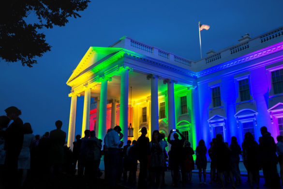 The White House, lit in rainbow colors to celebrate the June 2015 Supreme Court ruling on same-sex marriage. Photo: The White House.