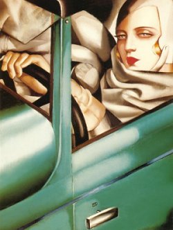 Self-Portrait in the Green Bugatti, Tamara de Lempicka, 1925. Source: Wikimedia Commons.