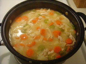Chicken noodle soup in the making. Photo: Debs. Source: Wikimedia Commons.